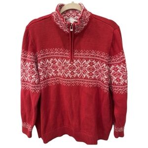 CJ Banks Red and White Zip Up Sweater Snowflakes 2X runs small